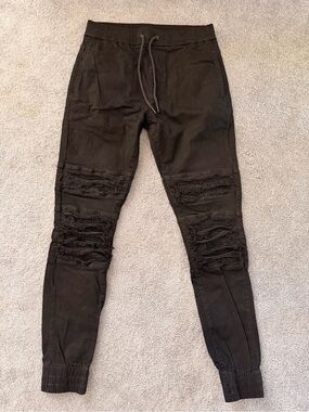 Rare Saint Morta Abolished Joggers Men’s Medium Black Distressed Biker Pants NWT